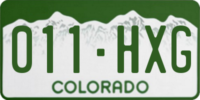 CO license plate 011HXG