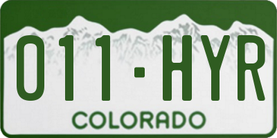 CO license plate 011HYR
