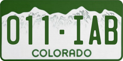 CO license plate 011IAB