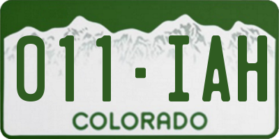 CO license plate 011IAH