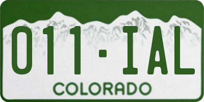 CO license plate 011IAL
