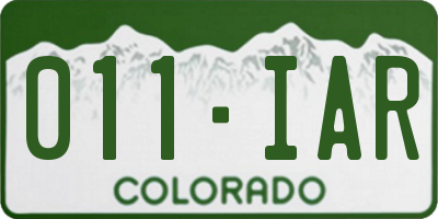 CO license plate 011IAR