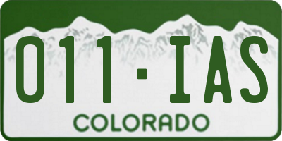 CO license plate 011IAS