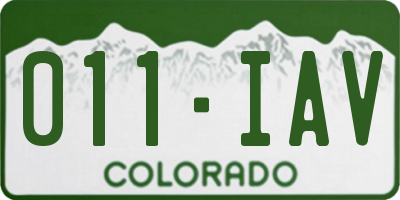 CO license plate 011IAV