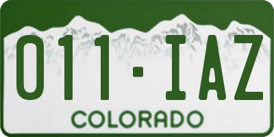 CO license plate 011IAZ