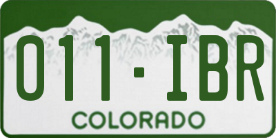 CO license plate 011IBR