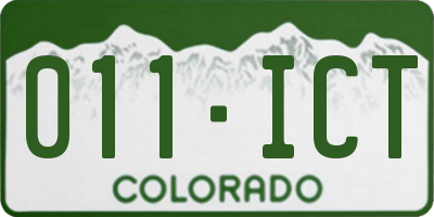 CO license plate 011ICT