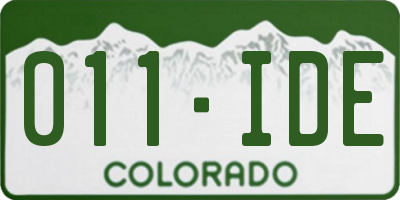 CO license plate 011IDE