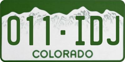 CO license plate 011IDJ