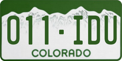 CO license plate 011IDU