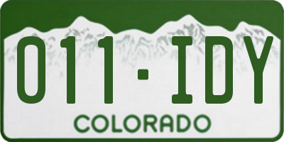 CO license plate 011IDY