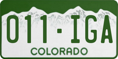 CO license plate 011IGA