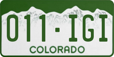 CO license plate 011IGI