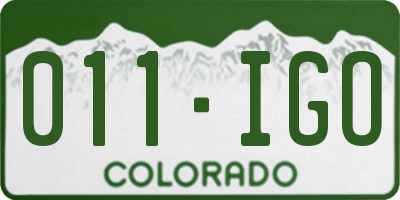 CO license plate 011IGO