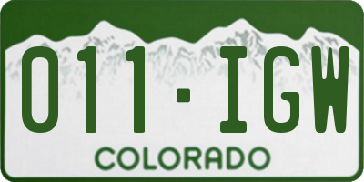 CO license plate 011IGW
