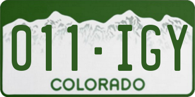 CO license plate 011IGY