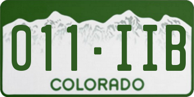 CO license plate 011IIB