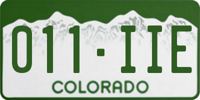 CO license plate 011IIE