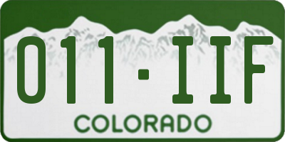 CO license plate 011IIF
