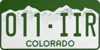 CO license plate 011IIR