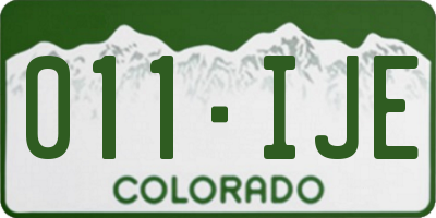 CO license plate 011IJE