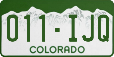 CO license plate 011IJQ