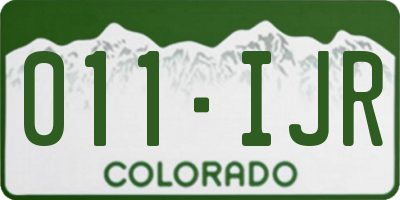 CO license plate 011IJR
