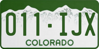 CO license plate 011IJX