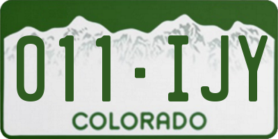 CO license plate 011IJY