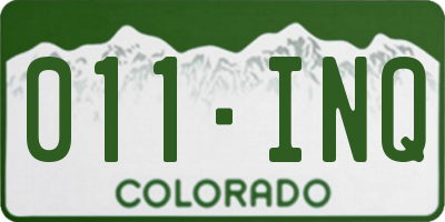 CO license plate 011INQ
