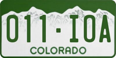 CO license plate 011IOA