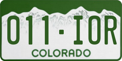 CO license plate 011IOR
