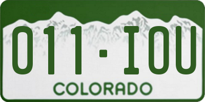 CO license plate 011IOU