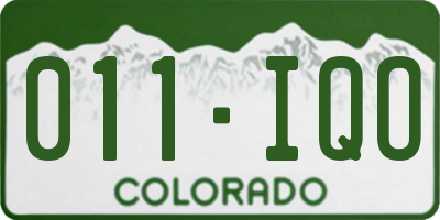 CO license plate 011IQO
