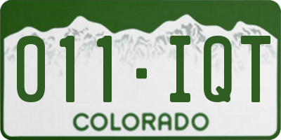 CO license plate 011IQT