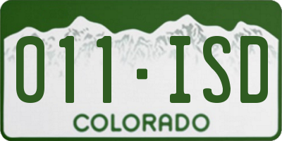 CO license plate 011ISD
