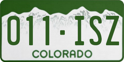 CO license plate 011ISZ