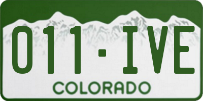 CO license plate 011IVE