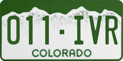 CO license plate 011IVR