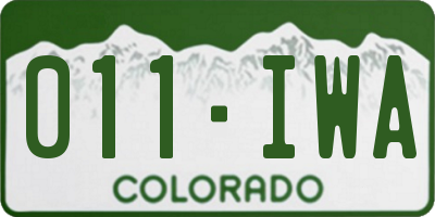 CO license plate 011IWA