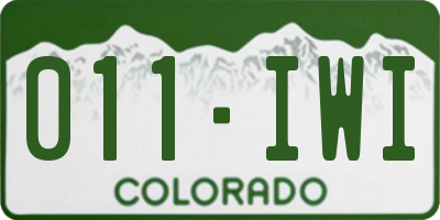 CO license plate 011IWI