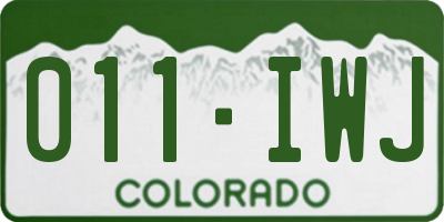 CO license plate 011IWJ