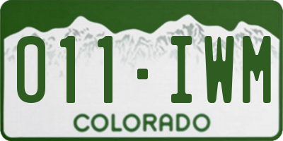 CO license plate 011IWM