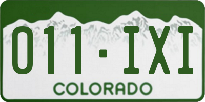 CO license plate 011IXI
