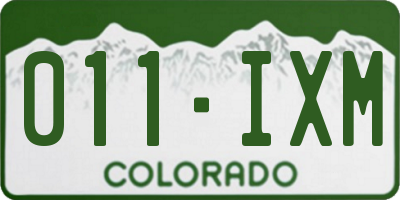 CO license plate 011IXM
