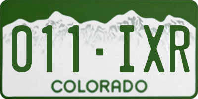 CO license plate 011IXR