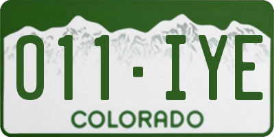 CO license plate 011IYE