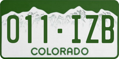 CO license plate 011IZB