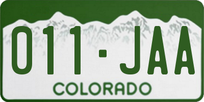 CO license plate 011JAA