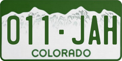 CO license plate 011JAH